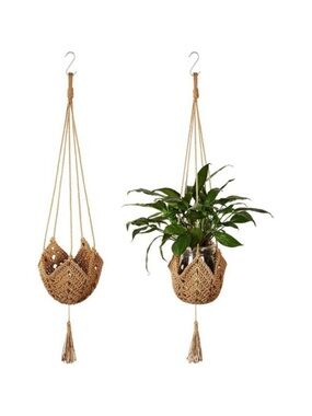 Shappy Jute Crochet Long Plant Hanger for 3 Inch to 12 Inch Pots, Macrame Plant